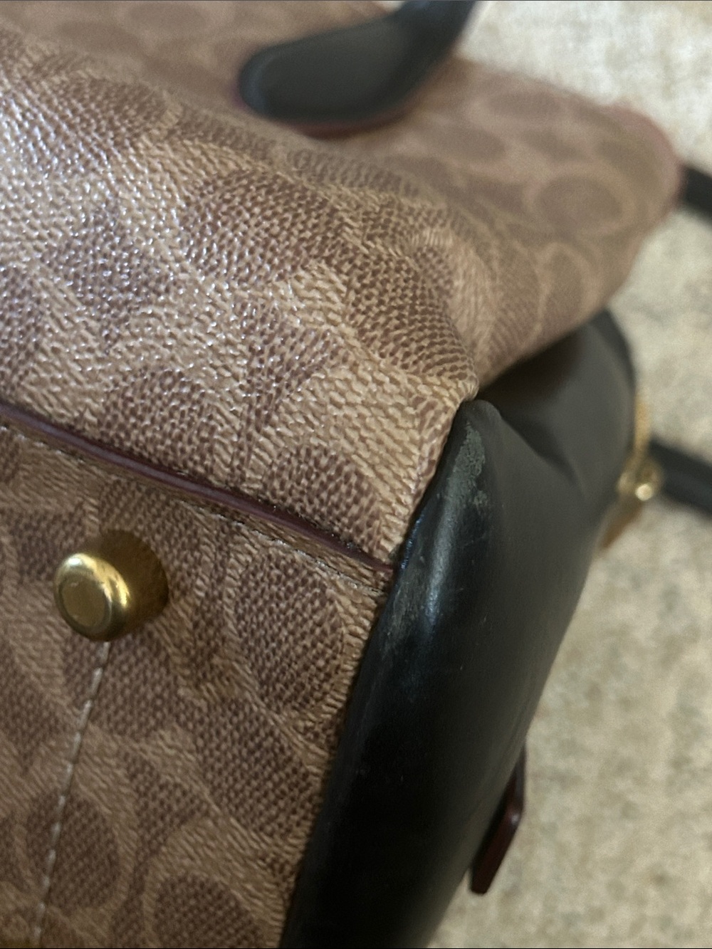 Coach Lora Color-block Tan/Rust Leather Signature Logo Carryall Tote Bag Purse 👜 - Picture 13 of 16